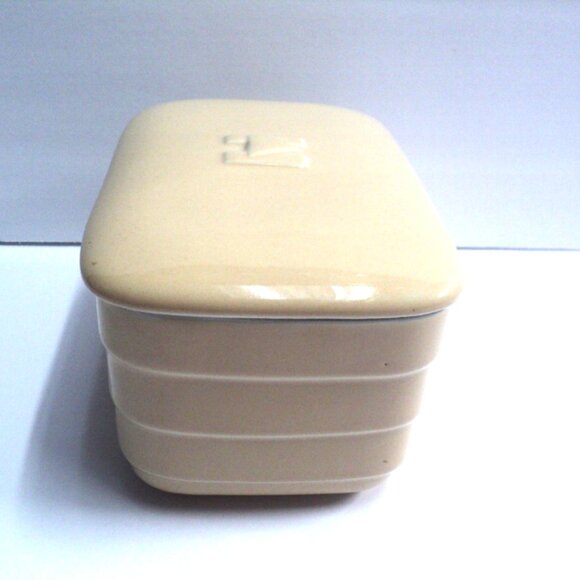 Hall China Co. for Hotpoint Refrigerators Vtg 1940 Loaf Dish w/ Lid Ceramic Gold - Picture 6 of 10